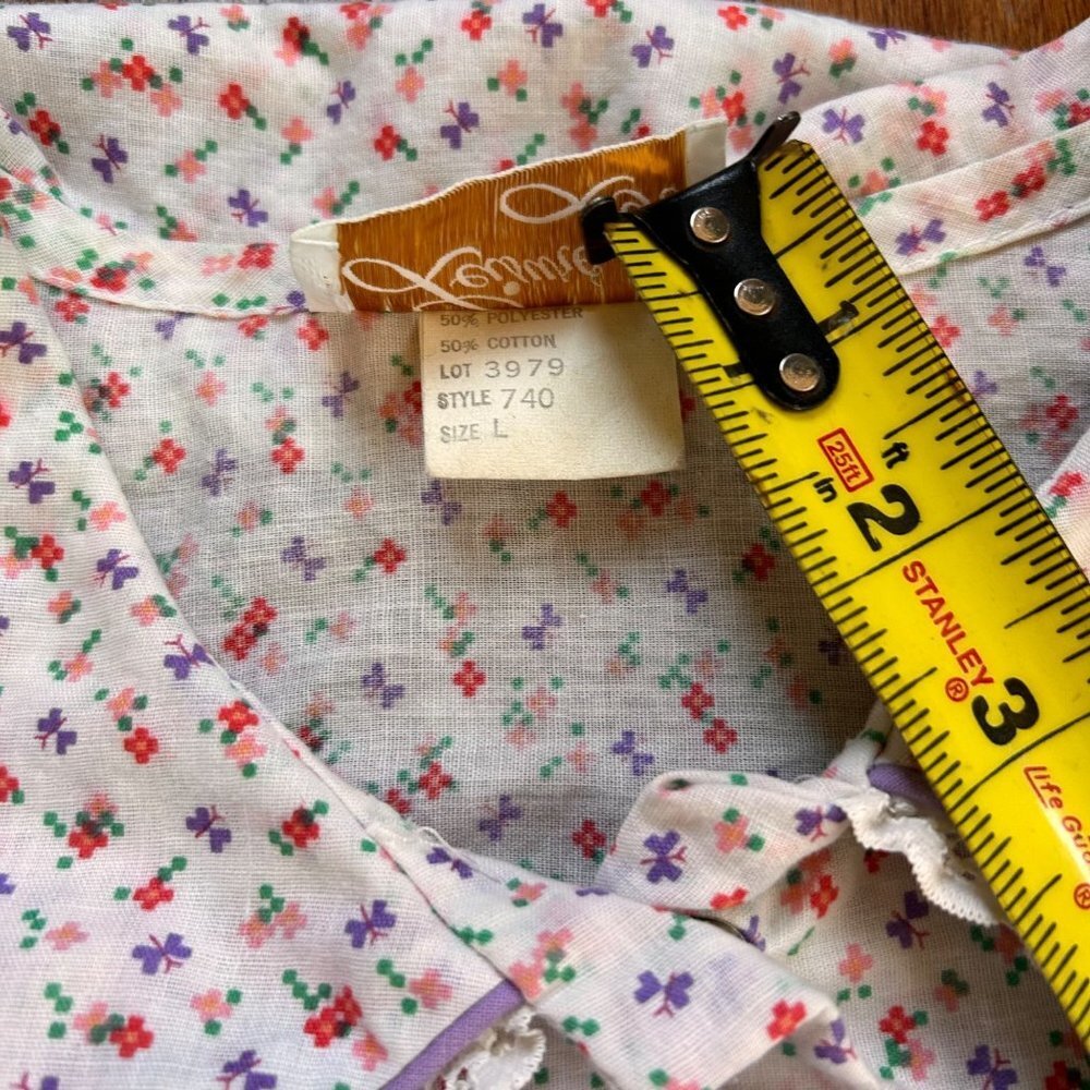 Vintage Leisure Life Womens House Dress Size Large Robe Housecoat Pearl Snap 70s - Picture 9 of 12